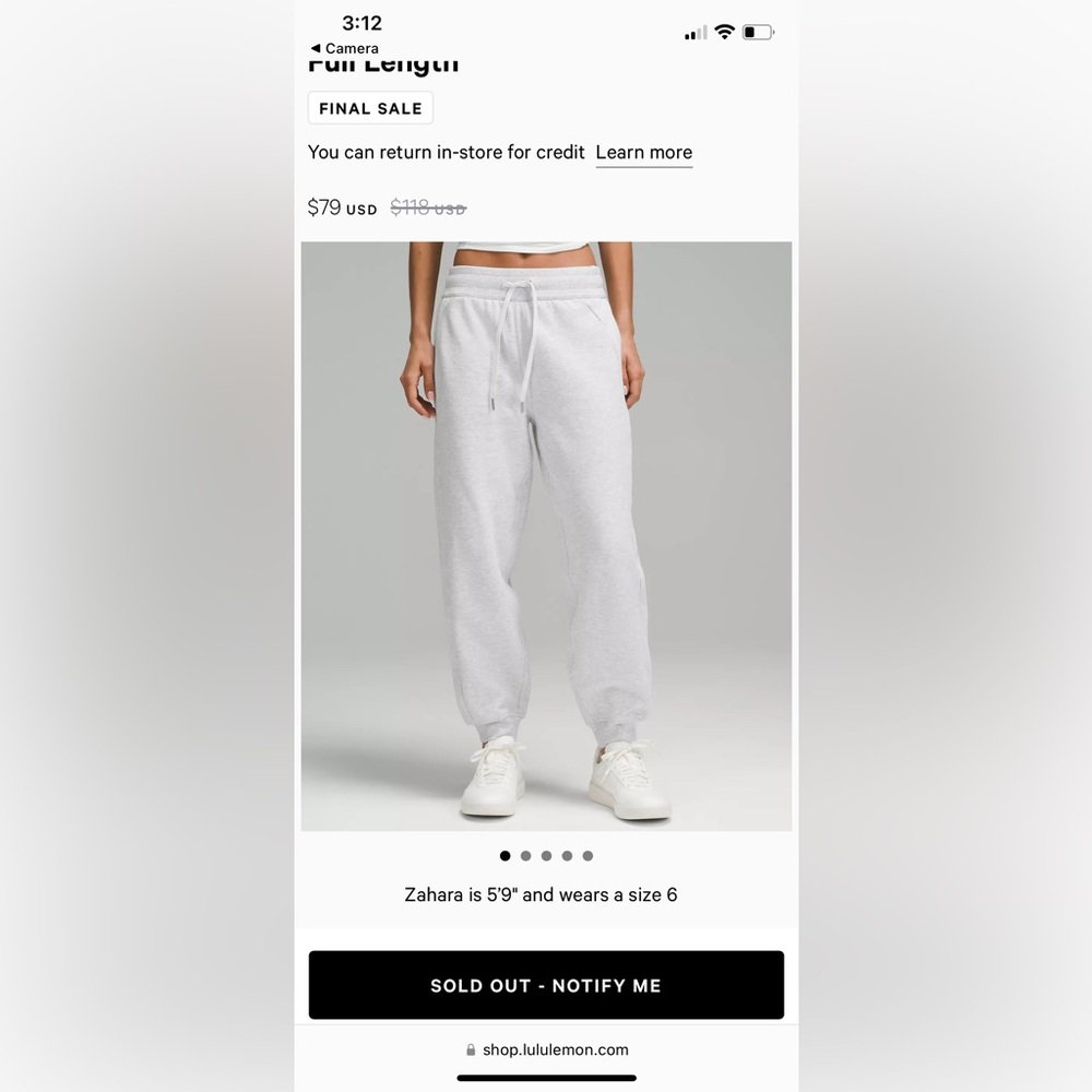 excellent condition lulu sweatpants